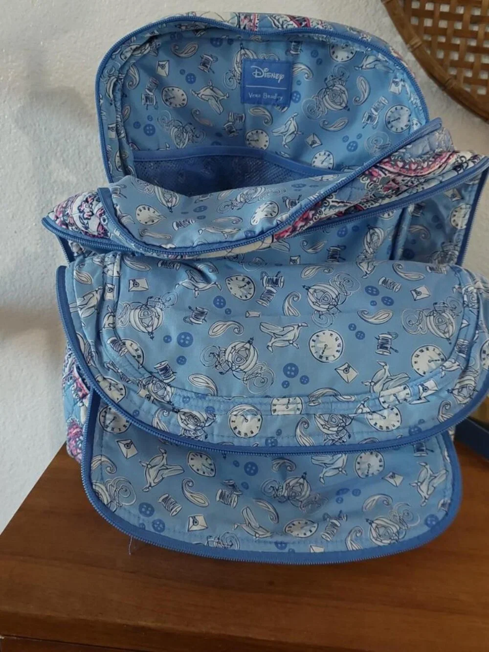 vera bradley Disney Cinderella blue, pink, and white paisley quilted backpack #c
